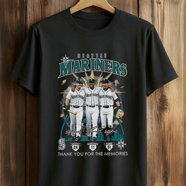 Ken Griffey Jr Edgar Martnez and Ichiro Suzuki Seattle Mariners Thank You For The Memories Shirt 1 5