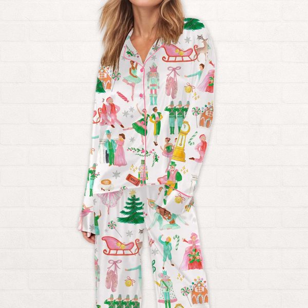 Lovely Nutcracker Christmas Silky Satin Pajama Set 2