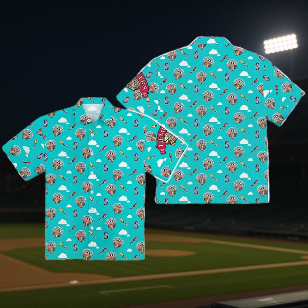 Mariners Hot Dogs from Heaven Night Hawaiian Shir 1