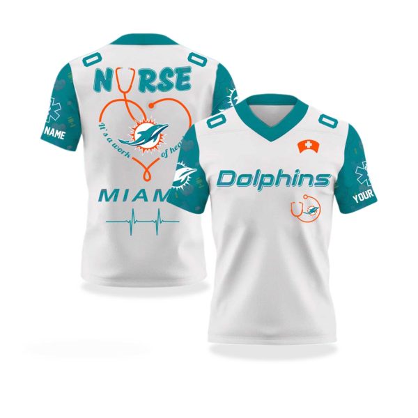 Miami Dolphins Nurses Night V neck Short Sleeve Jersey 2025 1