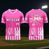 Michigan Wolverines Breast Cancer Awareness Month V neck Short Sleeve Jersey 2025 2