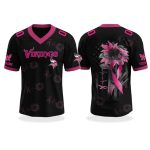 Minnesota Vikings Breast Cancer Awareness Month V-neck Short Sleeve Jersey 2025
