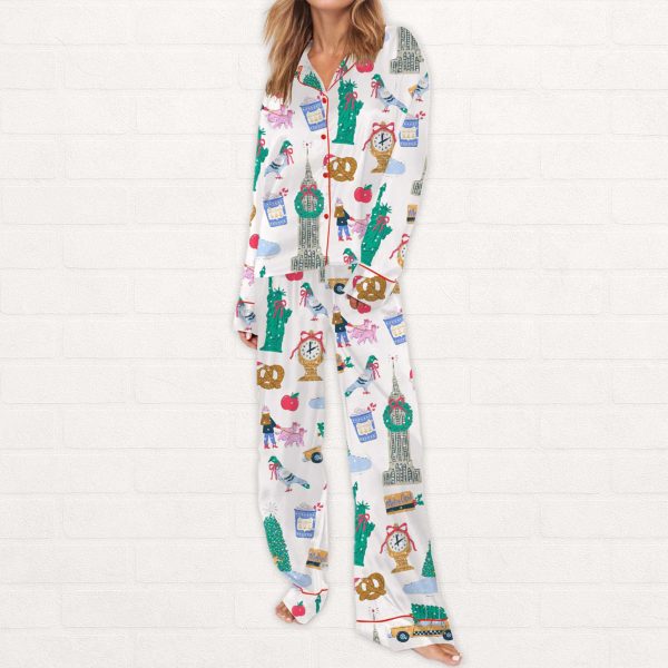 New York City Christmas Silky Satin Pajama Set 2