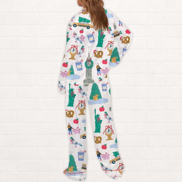New York City Christmas Silky Satin Pajama Set 3