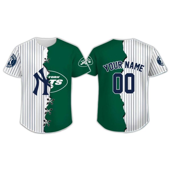New York Yankees x New York Jets Baseball Jersey 2025 1