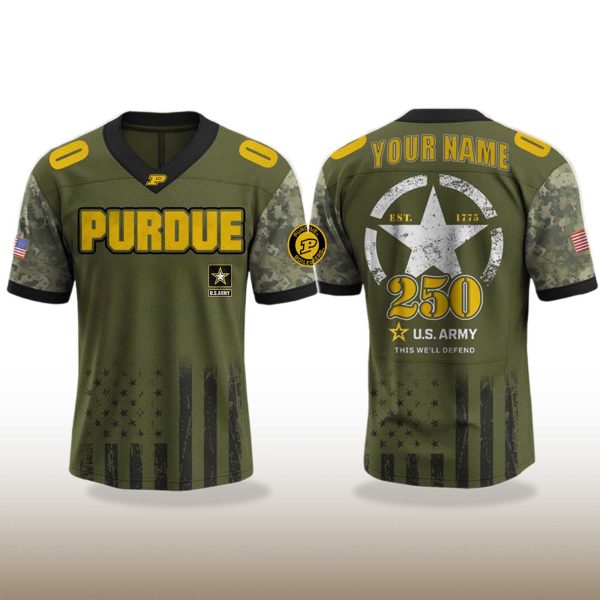 Purdue Boilermakers 250 US ARMY V neck Short Sleeve Jersey 2