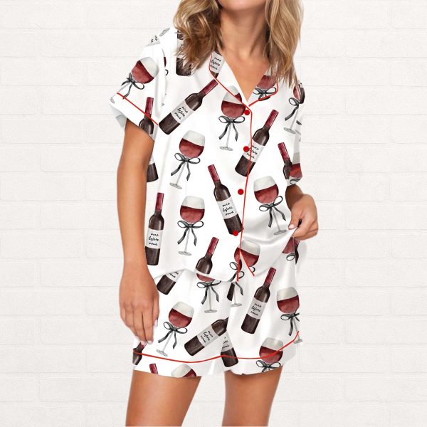 Red Wine Silky Satin Pajama Set