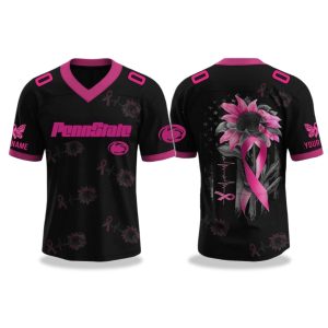 Penn State Nittany Lions Breast Cancer Awareness Month V neck Short Sleeve Jersey 2025 1