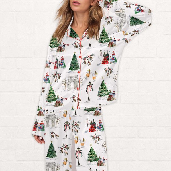 Watercolor Christmas Silky Satin Pajama Set 1