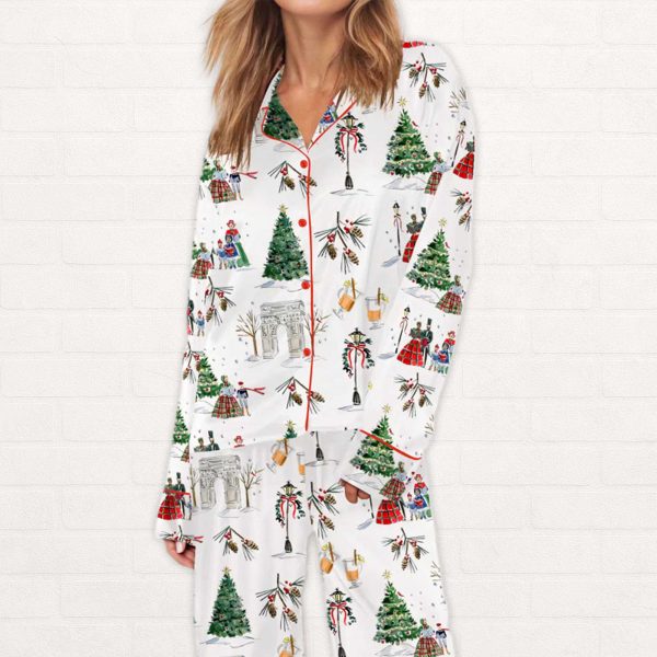 Watercolor Christmas Silky Satin Pajama Set 2