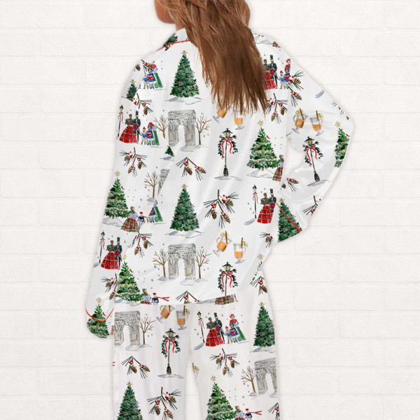 Watercolor Christmas Silky Satin Pajama Set 3