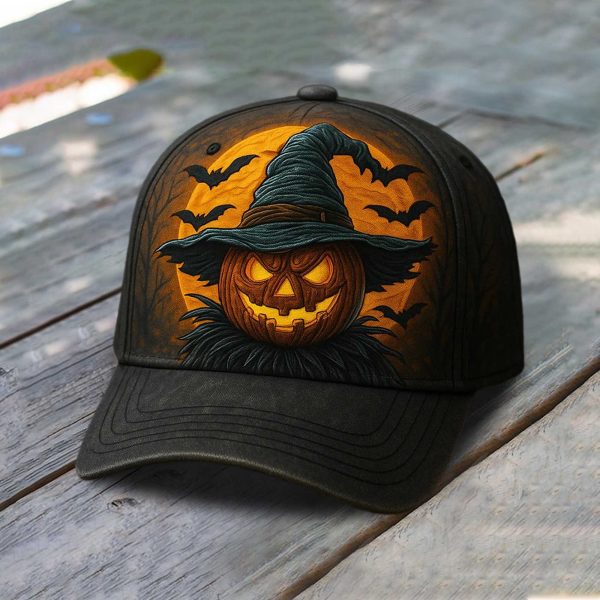 Witchy Pumpkin Halloween Print Hat 2