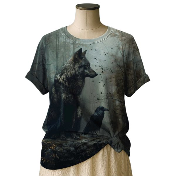 Wolf Crow Print Shirt 2