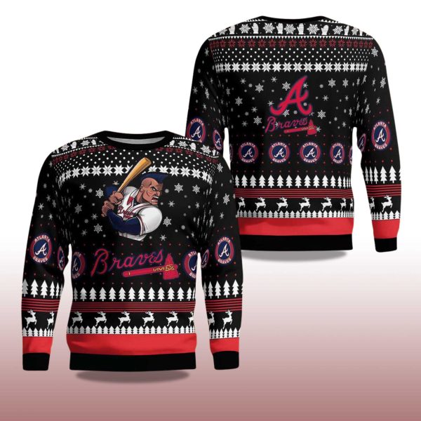 2025 Atlanta Cartoon Braves Christmas Ugly Sweater 2
