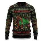 2025 Bigfoot Squatching Through The Snow Ugly Christmas Sweater