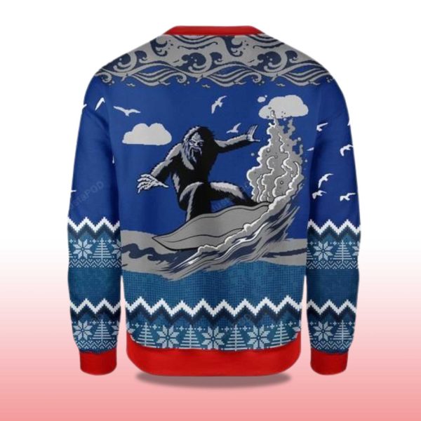 2025 Bigfoot Surfing Christmas Ugly Sweater 2