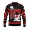 2025 Black Cat Santa Snowman Ugly Christmas Sweater 1
