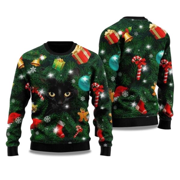 2025 Black Cat Ugly Christmas Sweater 1