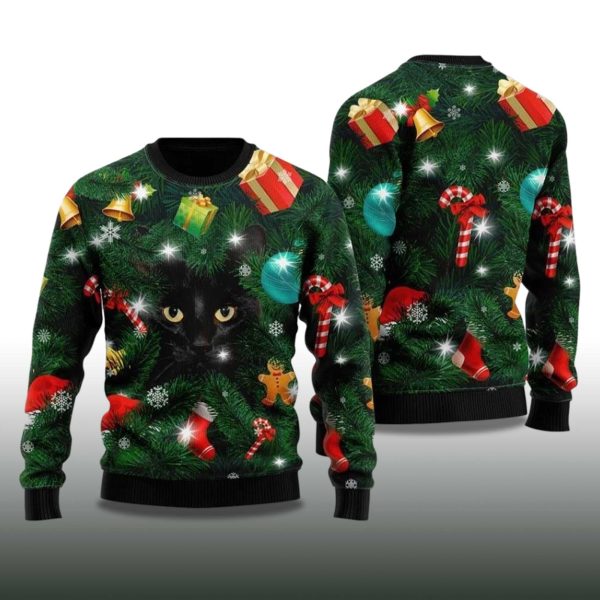 2025 Black Cat Ugly Christmas Sweater 2