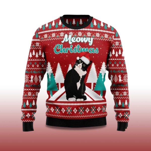 2025 Black cat Meowy Christmas Ugly Christmas Sweater 2