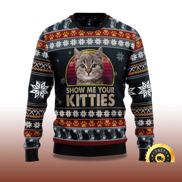 2025 Cat Show Me Your Kitties Ugly Christmas Sweater 2