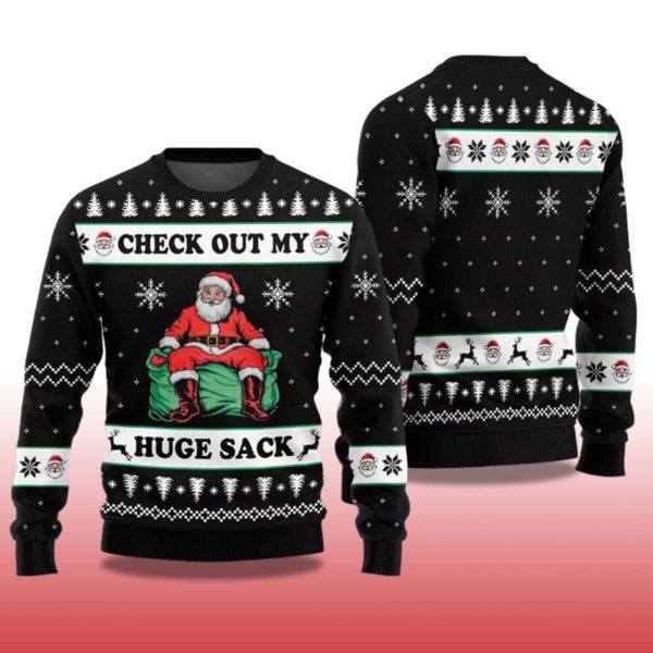 2025 Check Out My Huge Sack Santa Humor Ugly Christmas Sweater 2