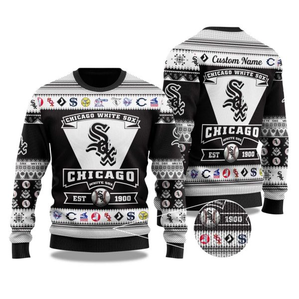 2025 Chicago White Sox Football Christmas Ugly Sweater 1