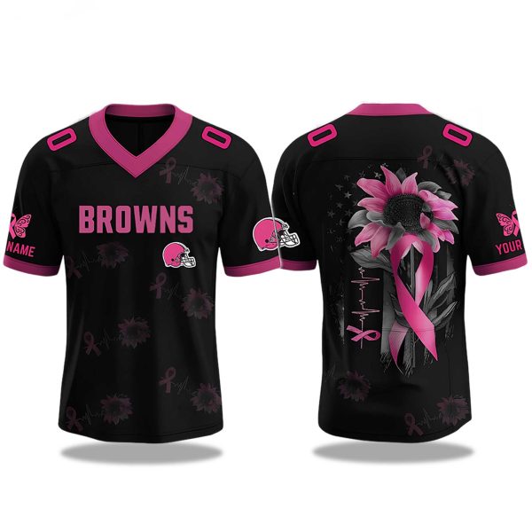 2025 Cleveland Browns x Breast Cancer Awareness Month V neck Short Sleeve Jersey
