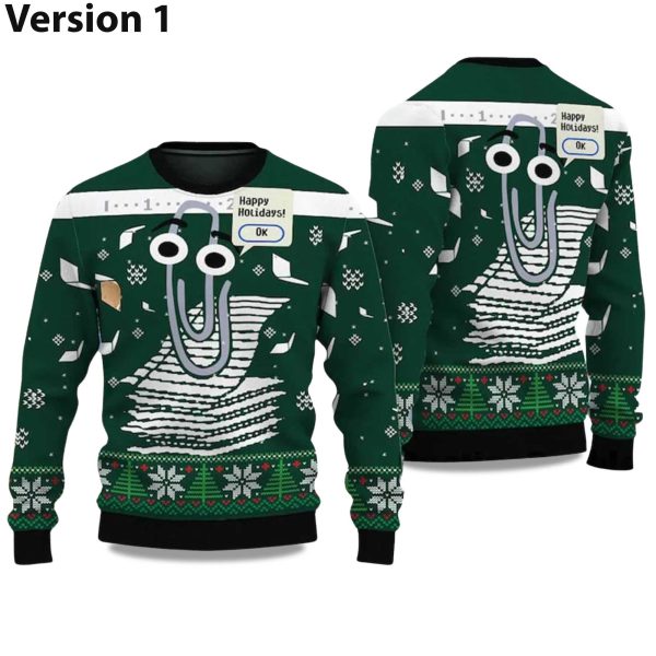 2025 Clippy Holiday Ugly Christmas Sweater 1