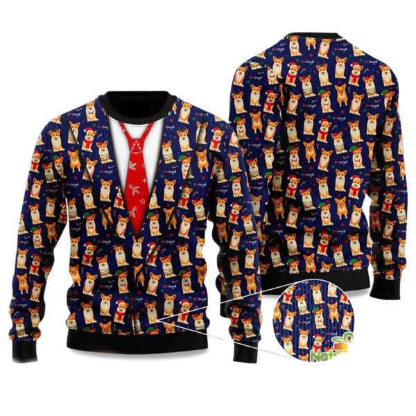 2025 Corgis Christmas Pattern Vest Style Ugly Christmas Sweater 1