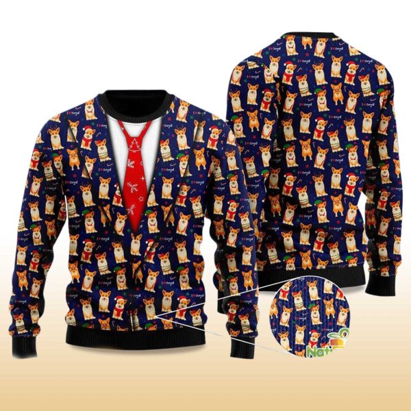 2025 Corgis Christmas Pattern Vest Style Ugly Christmas Sweater 2