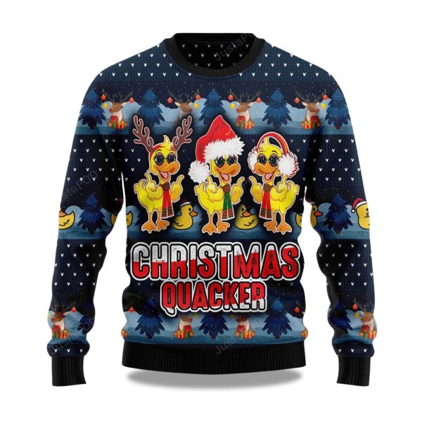 2025 Cute Duck Quacker Christmas Ugly Sweater 1