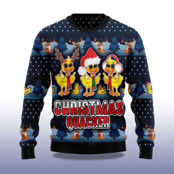 2025 Cute Duck Quacker Christmas Ugly Sweater 2