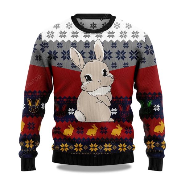 2025 Cute Rabbit Christmas Ugly Sweater 1