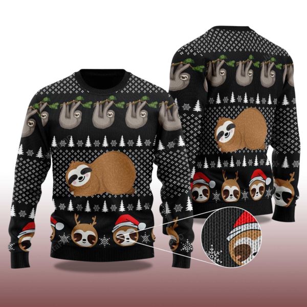 2025 Cute Sloth Santa Christmas Ugly Sweater 2