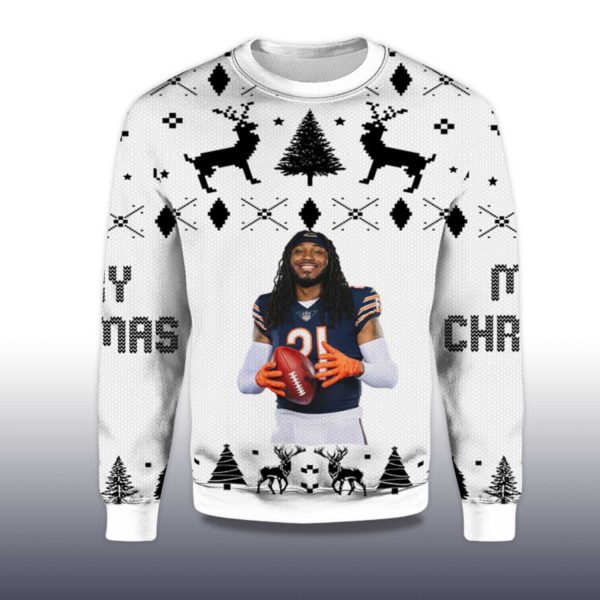2025 D'onta Foreman Chicago Bears Ugly Christmas Sweater 2