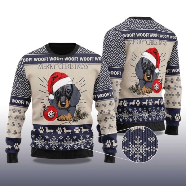 2025 Dachshund Dog Santa Ball Christmas Ugly Sweater 2