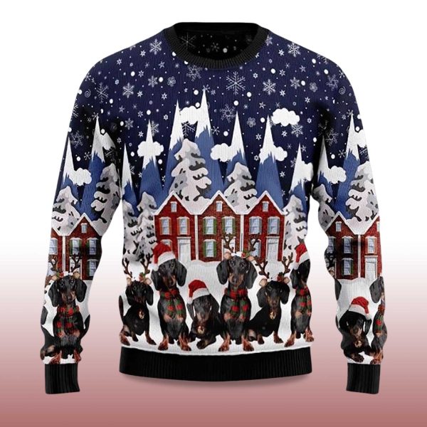 2025 Dachshund Family Dog Ugly Christmas Sweater 2