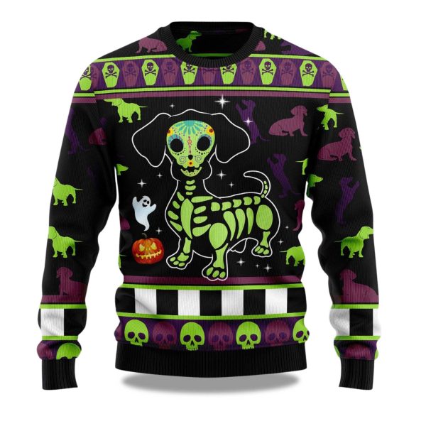 2025 Dachshund Pumpkin Christmas Ugly Sweater 1