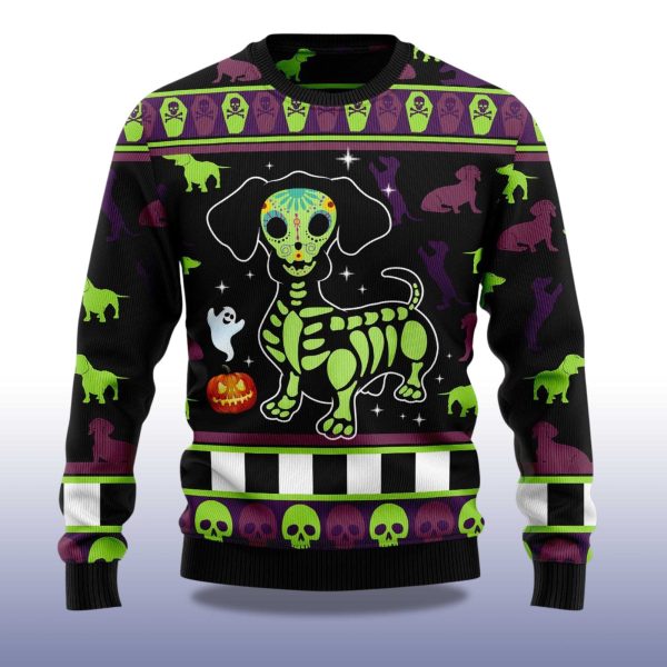 2025 Dachshund Pumpkin Christmas Ugly Sweater 2