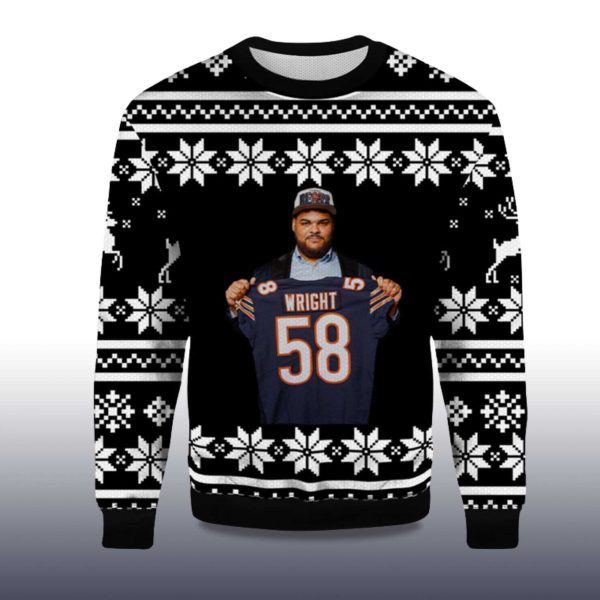 2025 Darnell Wright Chicago Bears Ugly Christmas Sweater 2