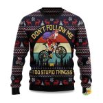 2025 Don't Follow Me I Do Stupid Things Santa Ugly Christmas Sweater