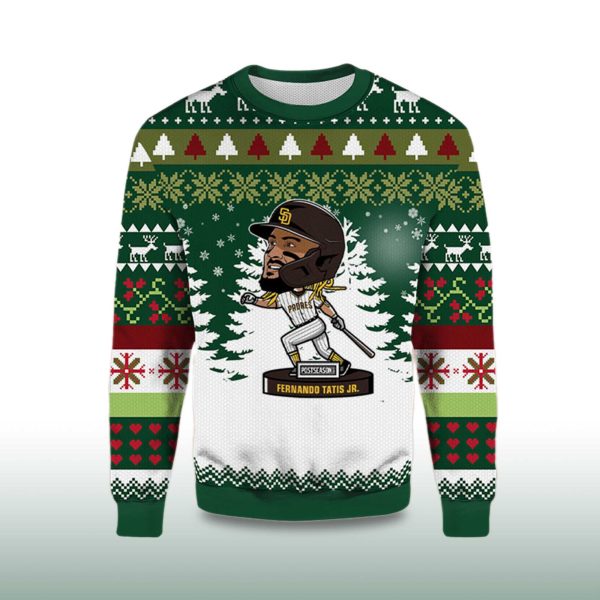 2025 Fernando Tatis JR Postseason Padres Ugly Christmas Sweater 2