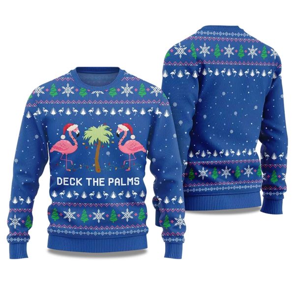 2025 Flamingo Deck The Palms Ugly Christmas Sweater 1