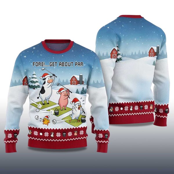 2025 Fore Get About Par Ugly Christmas Sweater