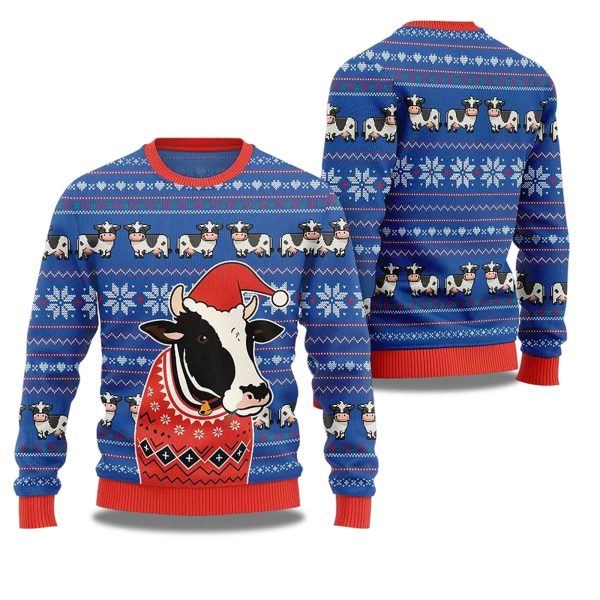 2025 Funny Cow Ugly Christmas Sweater 1