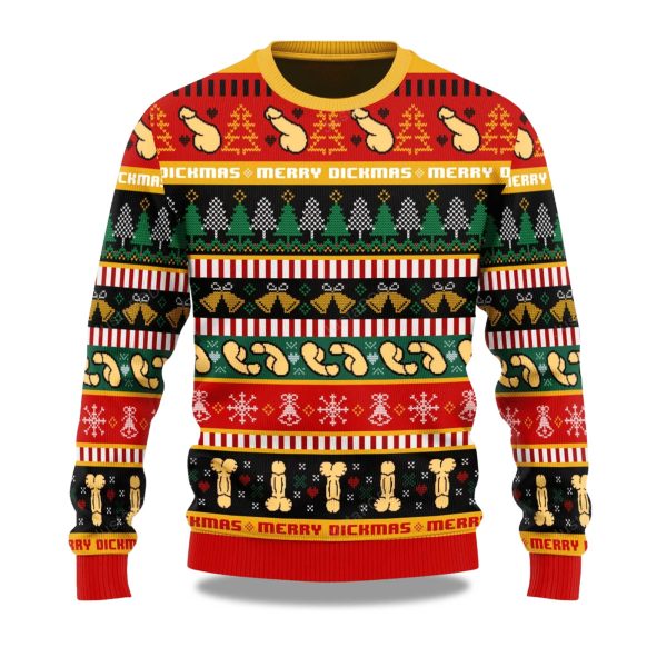 2025 Funny Dick Pattern Christmas Ugly Sweater 1