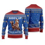 2025 Giddy Up Pick Up Your Feet Dachshund Capybara Ugly Christmas Sweater