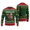 2025 Giddy Up Pick Up Your Feet Dachshund Capybara Ugly Christmas Sweater 5