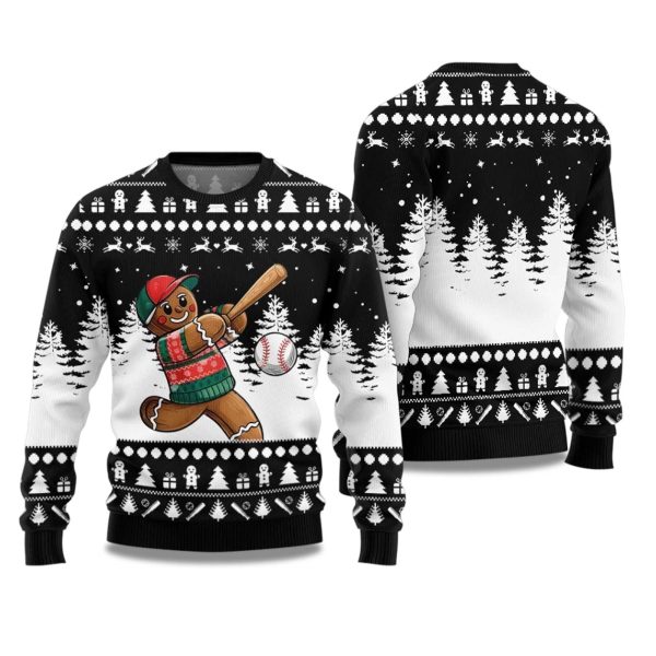 2025 Gingerbread Baseball Ugly Christmas Sweater 1